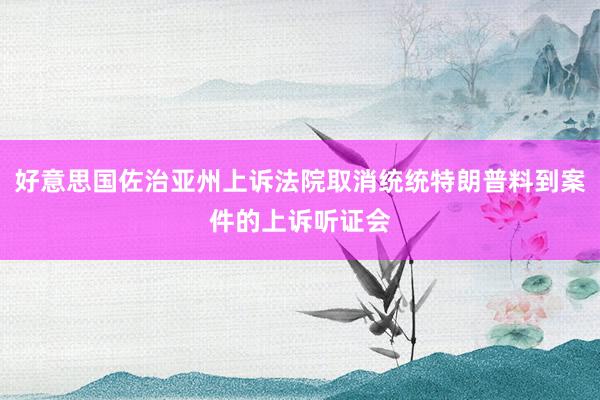 好意思国佐治亚州上诉法院取消统统特朗普料到案件的上诉听证会